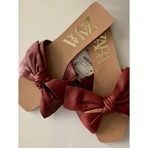 ZARA Brown Bow Tie Sandals
